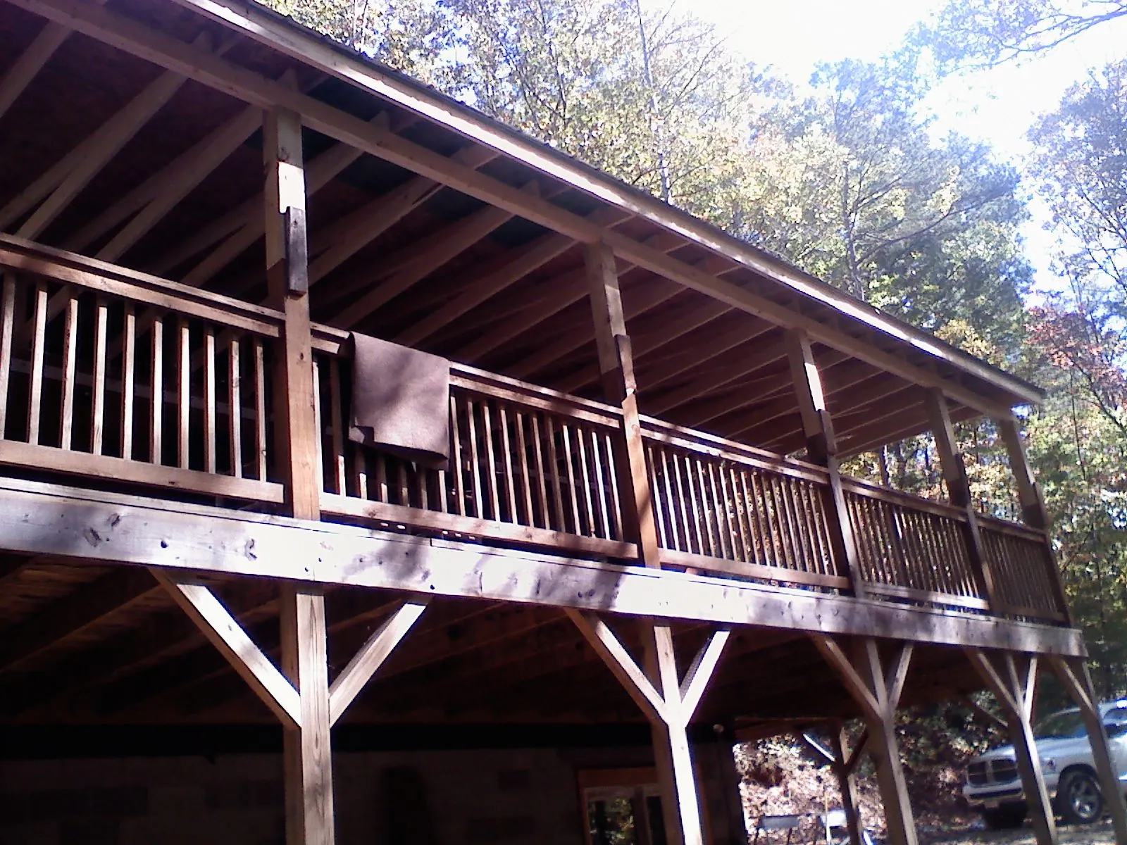 Timber framing under a new elevated porch and deck — Roof Leak Repair in Mundelein by Roofing Brothers
