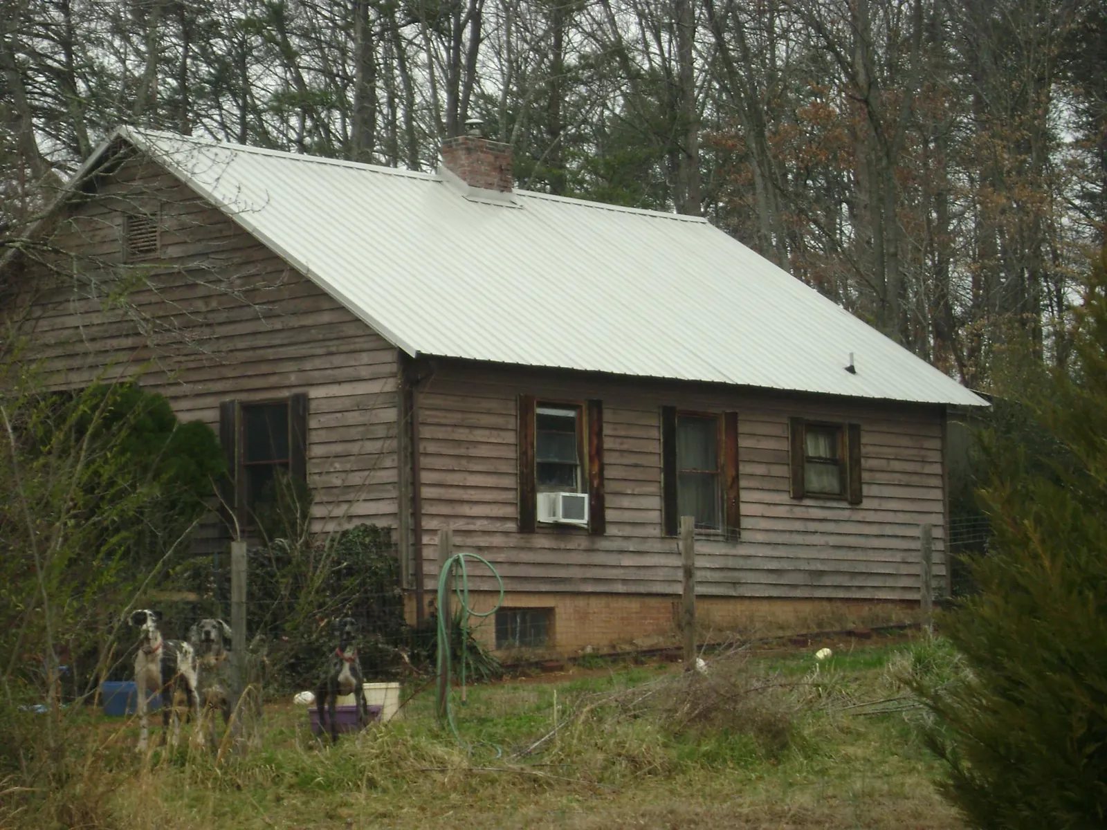 White metal roof on an old wood sided farmhouse, from a Metal Roof Installation job in Mundelein